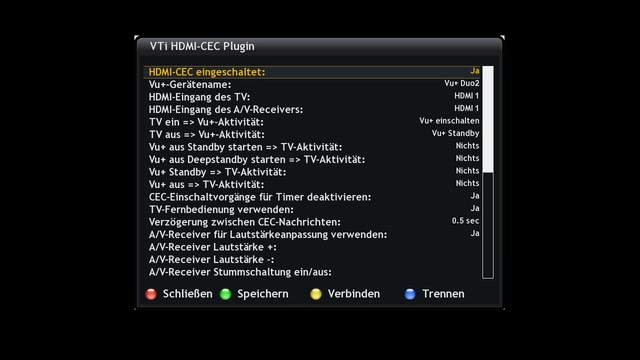 Einstellungen HDMI-CEC Plugin