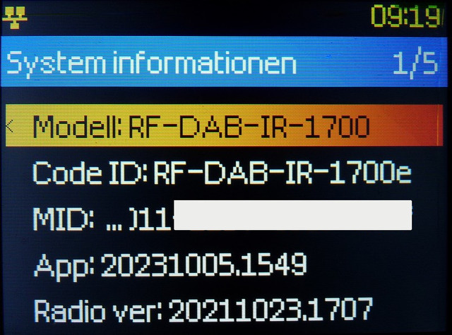 Renkforce RF-DAB-IR-1700 Systeminfo