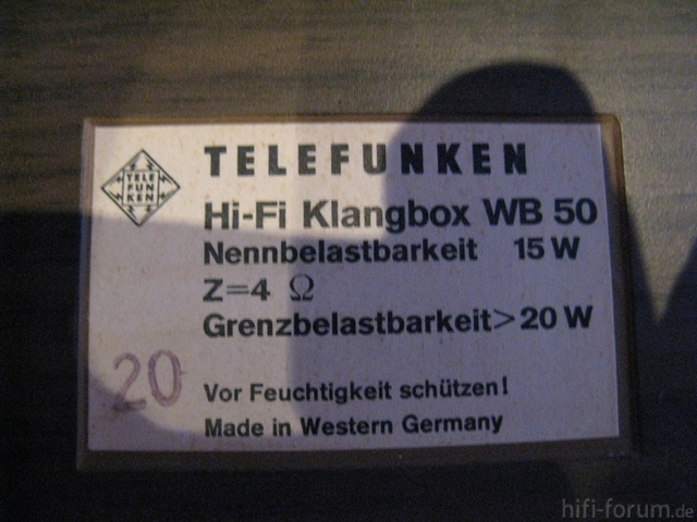 Telefunken WB50 Typenschild