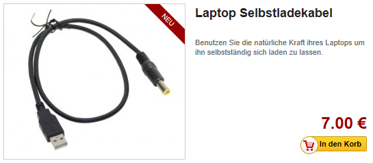Laptop Selbstladekabel