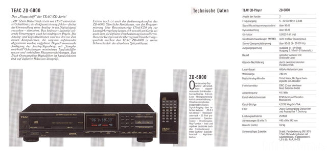 Teac ZD 6000 Data