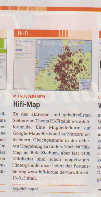 Hifi-Map Artikel in Computer-Zeitschrift com!