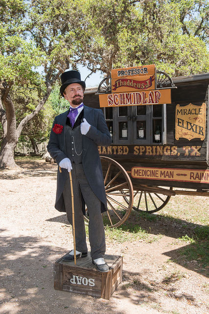 Snake Oil Salesman Professor Thaddeus Schmidlap At Enchanted Springs Ranch, Boerne, Texas, USA 28650