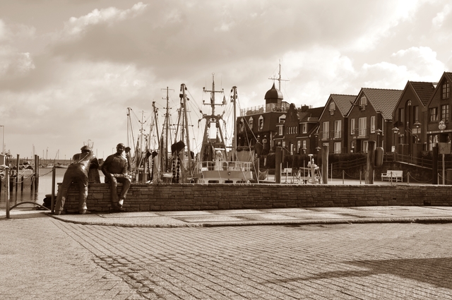 Nordsee Hafen Sepia