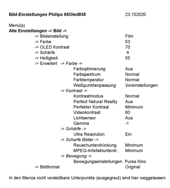 Bildeinstellungen 65Oled935