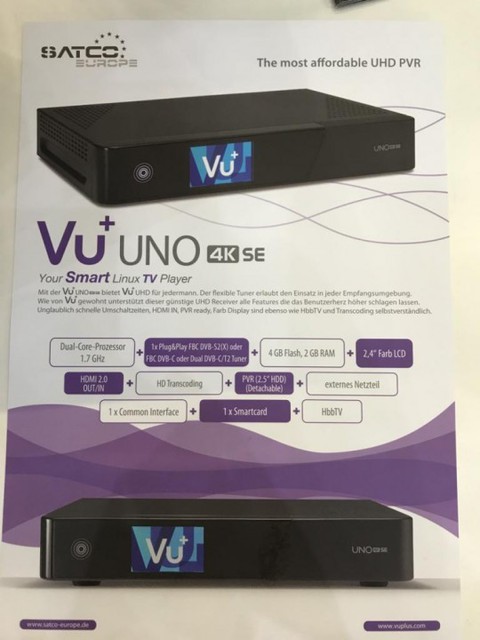 VU Plus Uno 4K SE Produktflyer