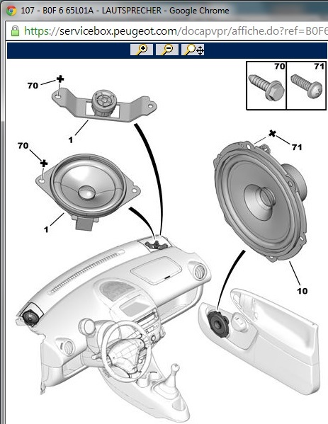 Teilekatalog Peugeot 107 Lautsprecher