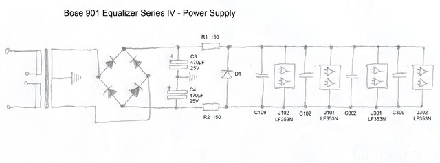 Bose 901 Equalizer IV   Schematic Detail Power Supply