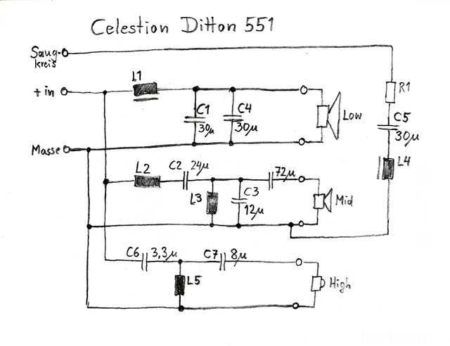 Celestion Ditton 551 Crossover Schematic