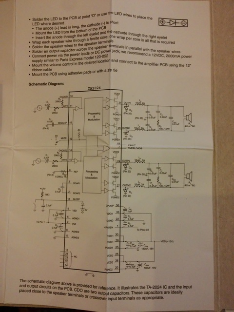 Dayton Audio DTA-1 service manual TA2024 schematic