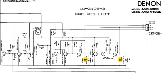 Denon AVC-A10SE AVR-4800 schematic detail protection circuit suspicious capacitors