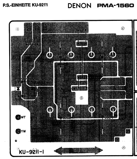 Denon PMA-1560 PCB layout power supply with rectifier