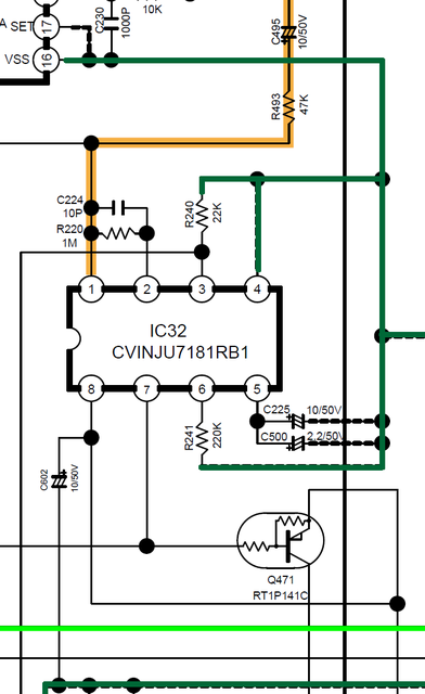 Denon PMA-720AE PMA-520AE schematic detail signal detection using CVINJU7181RB1