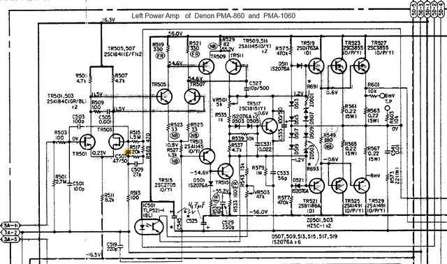 Denon PMA 860 Schematic   Left Power Amp Section