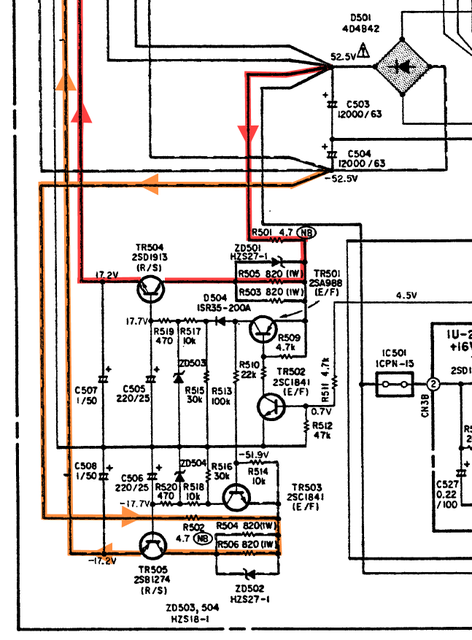 Denon PMA 880R Schematic Detail Supply For OpAmp Regulator