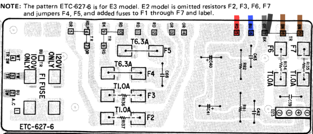 Denon POA-1500 PCB fuses