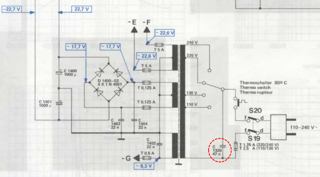 Dual CV1400 schematic detail power supply surge protection cap C1320