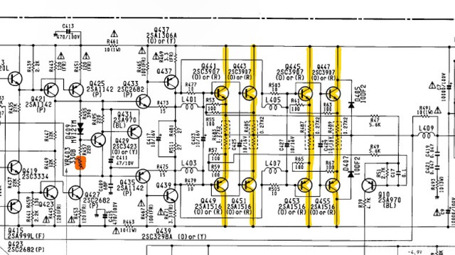 Harman Kardon Citation 22 Schematic detail power amp last stages idle current _marked