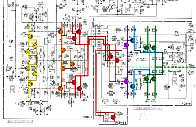 Harman Kardon HK6800 Schematic Detail Right Power Amp Stages Marked