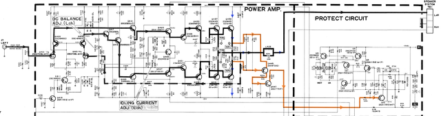 Harman Kardon HK870 Schematic Detail Power Amp And Protection Marked