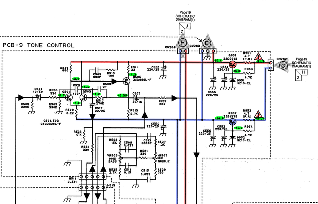 Harman Kardon KH680 Schematic Detail Tone Amp And 14.4V Voltage Regulator