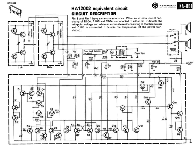 Hitachi HA12002 Protection IC Equivalent Circuit And Functional Description