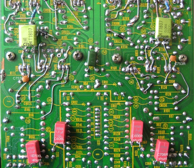 HMA 8300 Main PCB Capacitor Replacement   AFTER ReCap Solderside Marked