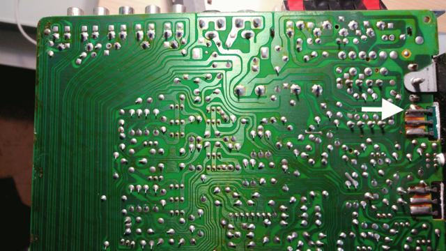 JVC A-K22 PCB picture solder side solder joint marked