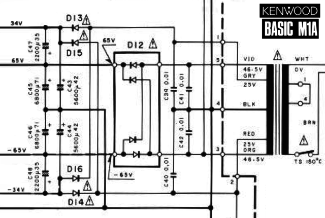Kenwood Basic M1A schematic detail power supply dual pair of rails for DLD