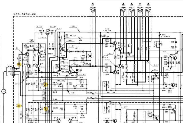 Kenwood KA-5040R schematic detail left power amp _marked