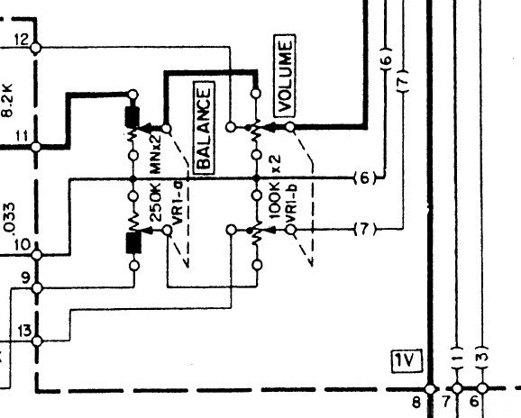 Kenwood KA 8100 Schematic Detail Volume And Balance Potentiometer