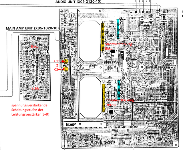 Kenwood KA 880SD PCB Layout Capacitor C1 1000uF Marked