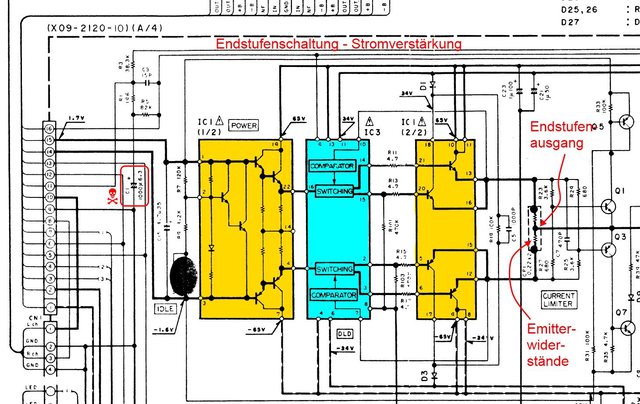 Kenwood KA-880SD Power Amp Section Schematic Detail SuperDLD DLD IC C1 marked
