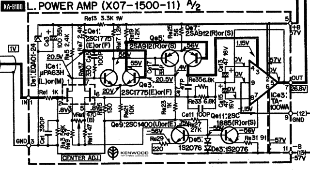 Kenwood KA-9100 schematic detail left power amp