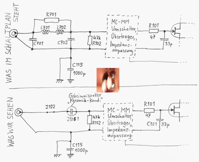 Luxman C-02 Phono Input - Strange Circuit Deviating From Schematic