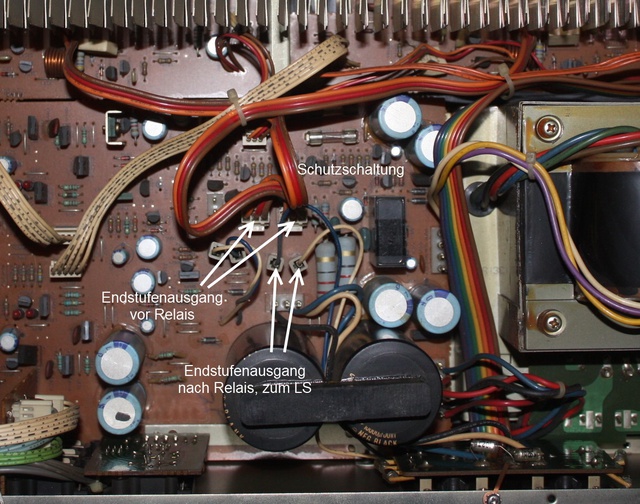 Luxman L 410 Inside Power Amp Output Cables Marked