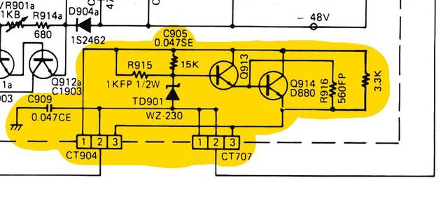 Luxman-L410 Schematic Voltage Regulation 24V on PCB of power amp