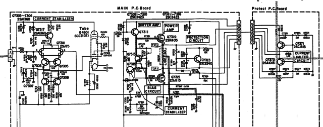 Luxman LV-103 schematic detail left power amp redraw