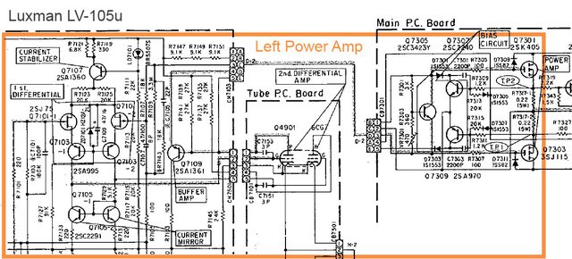 Luxman LV 105u Schematic Detail Left Power Amp