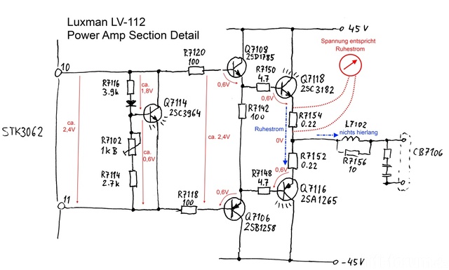 Luxman LV-112 Power Amp Section Schematic Detail _low