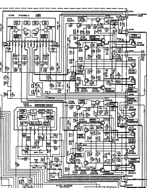 Luxman LV-113 Schematic Detail Power Amps And Protection