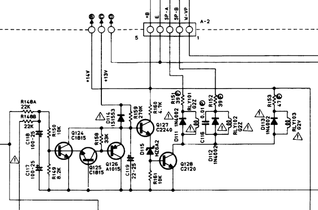 Luxman M-02 schematic detail protection circuit