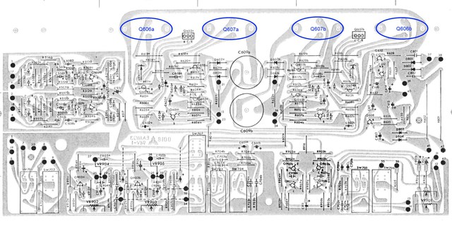 Luxman R 600 PCB Layout Power Amp Section