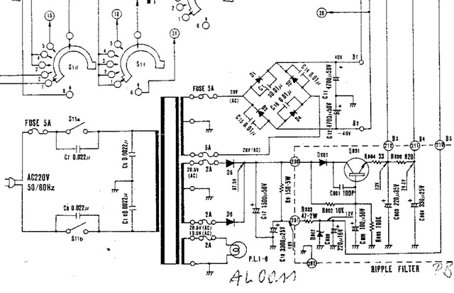 Luxman R-800 schematic detail power supply