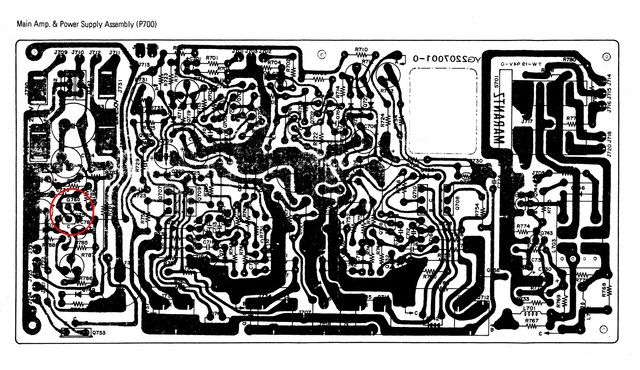 Marantz 2238 PCB Layout Main Amp and Power Supply _transistors marked