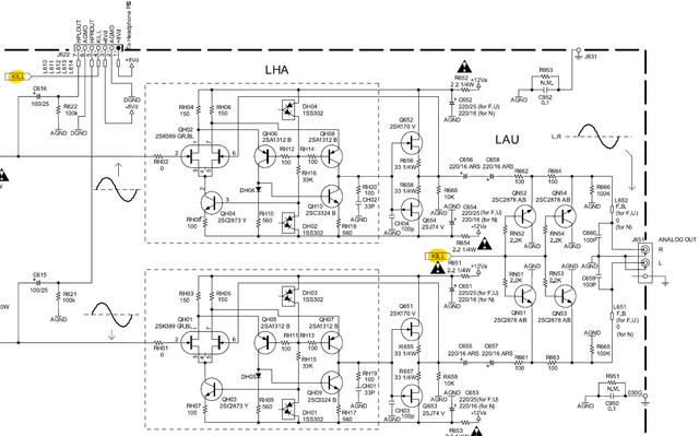 Marantz DR-17 schematic detail kill mute at analog output circuits