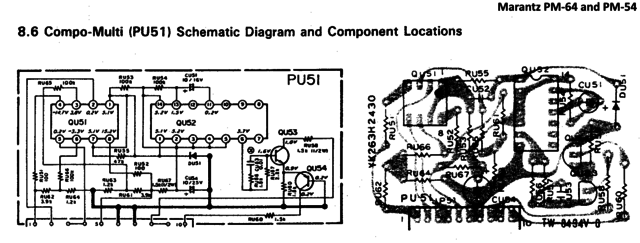 Marantz PM-64 Schematic Detail And Layout Of Compo-Multi PCB PU51 For Class-H Control Called Voltage Shift