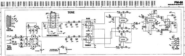 Marantz PM-68 Schematic Detail Tone Amp And Source Direct Switch