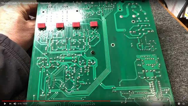 Musical Fidelity M1-DAC PCB solder side picture from video