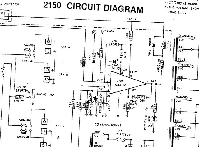 NAD 2150 schematic detail protection circuit